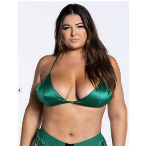 Playboy Esmerald Green Dream on Satin Bra Size Large